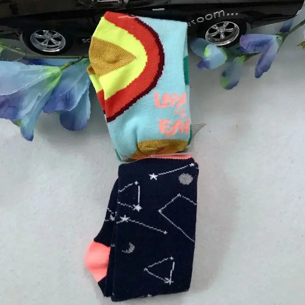 Cat & Jack NWT 2 Pairs Knee-High Socks Girls S (5.5-8.5)